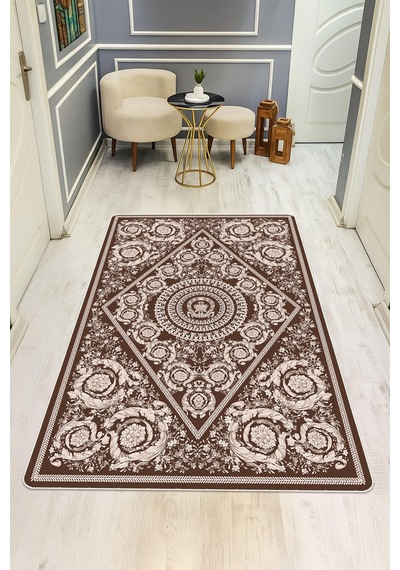 Modern Desenli Dijital Baskı Kaymaz Taban Halı H1097 Renkli