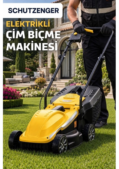 1800w Elektrikli Çim Ot Biçme Makinesi 30lt Tomlama Torbalı Sarı 12/c