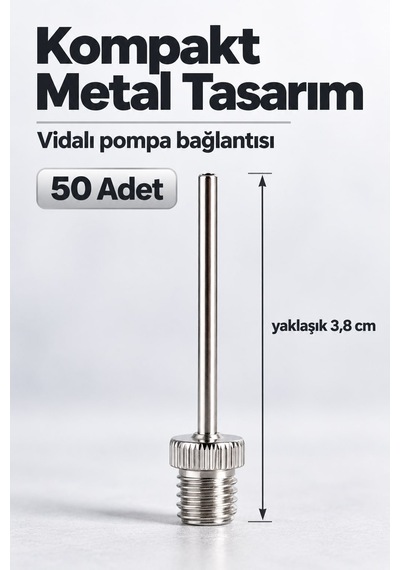 Top Şişirme İğnesi Metal Pompa Ucu Gümüş 50 Adet