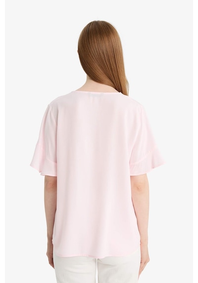 Defacto Regular Fit V Yaka Kısa Kollu Gömlek F6086ax25smpn436 Pembe