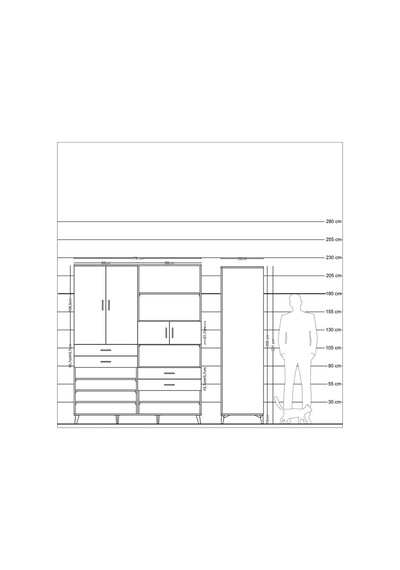 Kronos Gardrop 11 Raflı 4 Çekmeceli 4 Kapaklı 176x59x221 Antrasit-antrasit Beyaz Kronos Gardrop 11 Raflı 4 Çekmeceli 4 Kapaklı 176x59x221 Antrasit-antrasit Beyaz