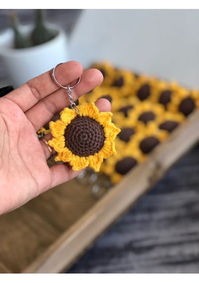 Amigurumi Ayçiçeği Anahtarlık
