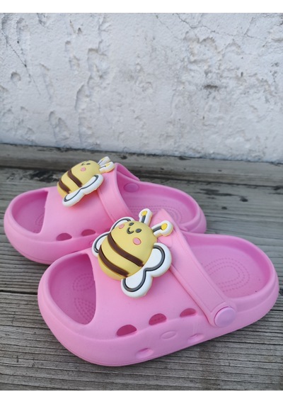 Huzurlu Adımlar Arı Desenli Çocuk Sandalet Pembe