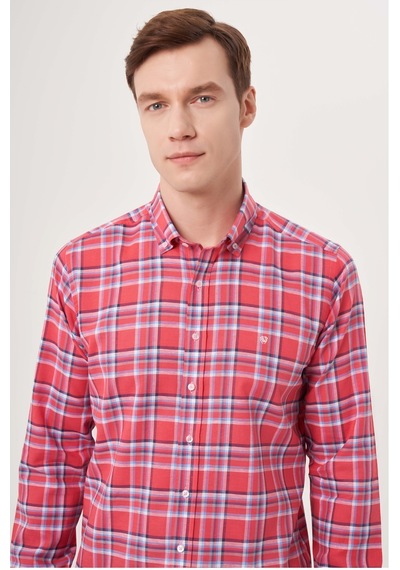 Bisse Erkek Regular Fit Paşa Yaka Spor Gömlek Kırmızı Gm23y231026 D24 Kırmızı