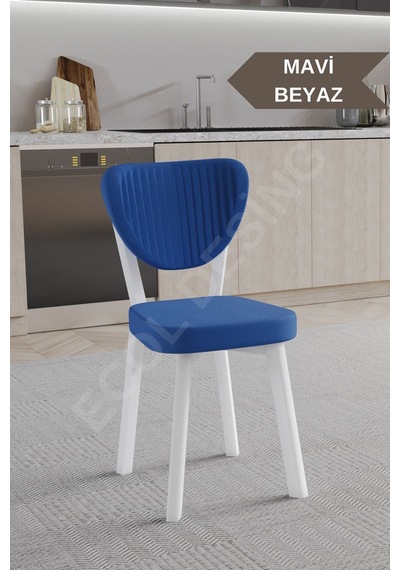 Faymend 4 Adet Elma Model Mutfak Sandalyesi Salon Sandalyesi Yemek Sandalyesi Cafe Restaurant Sandalyesi Mavi