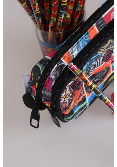 Yeni Sezon Lisanslı Hot Wheels Kalem Çantası,2 Adet Kurşun Kalem,silgi Ve Çift Bıçaklı Kalemtraş Kırtasiye Seti Altın