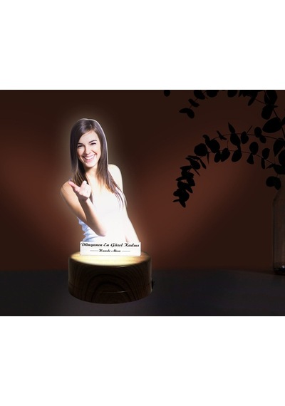 Kişiye Özel Kadınlar Günü Fotoğraflı Dekoratif 3D Biblo Led Işıkl Çok Renkli