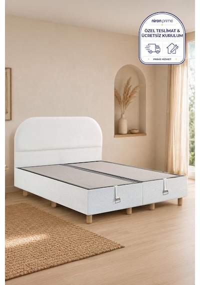 Niron Bohem Düz 150x200 Cm Çift Kişilik Baza Başlık Seti - Sandıklı Modern Takım 150 x 200