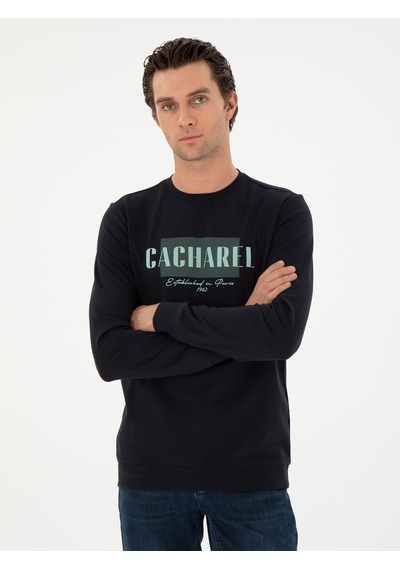 Siyah Regular Fit Bisiklet Yaka Sweatshirt Lacivert