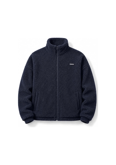 Genius Store Oversize Peluş Erkek İçi Polarlı Tam Fermuarlı Sherpa Sonbahar Kış Kadın Polar Sweatshirt Oversıze-pelus Lacivert