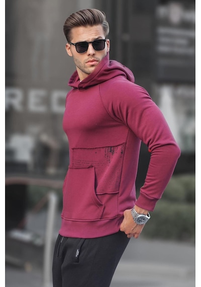 Madmext Bordo Kapüşonlu Sweatshirt 6151-bordo Bordo