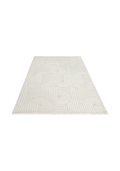 Bespoky Amelie Dizayn Geometrik Modern Salon Halısı Makine Dokuma Krem