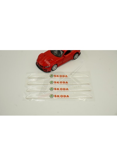 Skoda Logo Kapı Kenarı Koruma Şeffaf Kauçuk 3M Band New Style