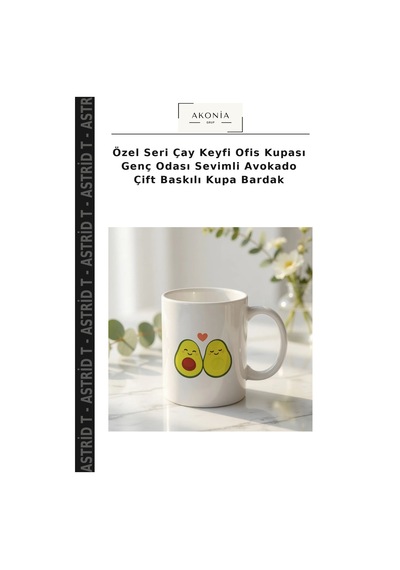 Özel Seri Çay Keyfi Ofis Kupası Genç Odası Sevimli Avokado Çift Baskılı Kupa Bardak Çok Renkli