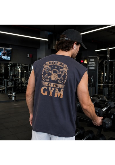 Urbantrendstore Baskılı Premium Sporcu Atleti Gym Tişört Füme