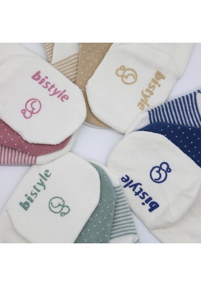Bistyle Puanlı Kaymaz Penye Soket Çorap 3'lü Bs10108 Pudra Pudra