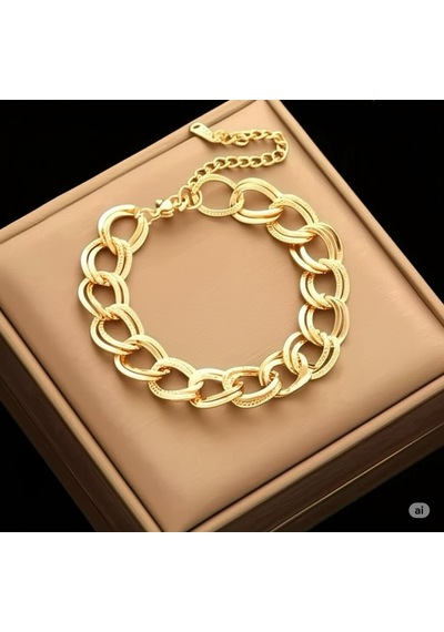 Sevgililer Ve Özel Günlere Özel Zincir Model Gold Kadın Bileklik Çok Renkli