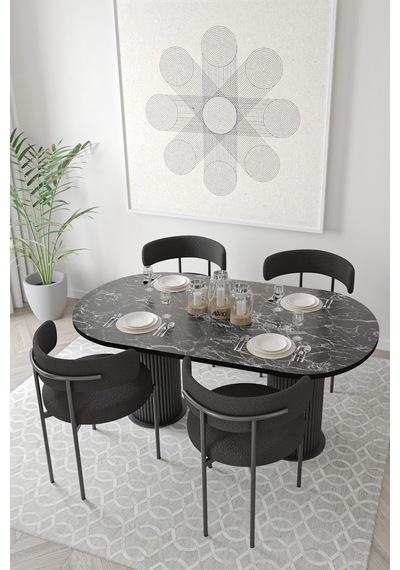 Avvio Miranda Ptt Silindir Ayak 80x140 Oval Yemek Masası Mutfak Masası Masa Sandalye Takımı Siyah Mermer Avvio Miranda Ptt Silindir Ayak 80x140 Oval Yemek Masası Mutfak Masası Masa Sandalye Takımı Siyah Mermer