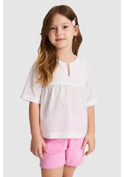 U.S. Polo Assn. Kız Çocuk Ekru Gömlek Kısa Kollu 50324754-vr019 Ecru