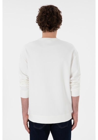 U.S. Polo Assn. Erkek Comfort Fit Bisiklet Yaka Ekru İnce Sweatshirt 50309858-VR019