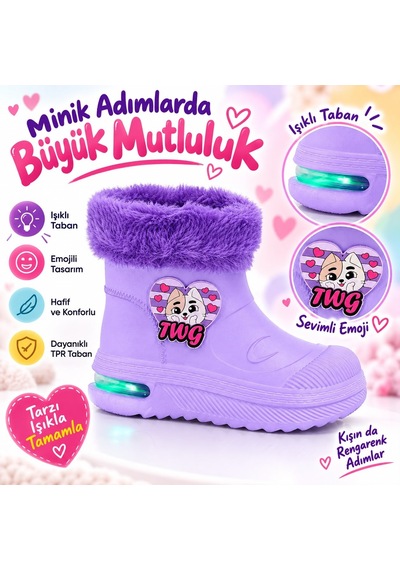 Look Life Su Geçirmez Çocuk Yağmur Botu 525 Mor