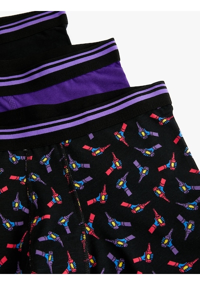 Koton 3'Lü Boxer Seti Baskılı Çok Renkli Mavi 4Slm90086Mk