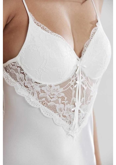 Pierre Cardin 2li Ekru Saten Kısa Gecelik Sabahlık 4300 Ekru