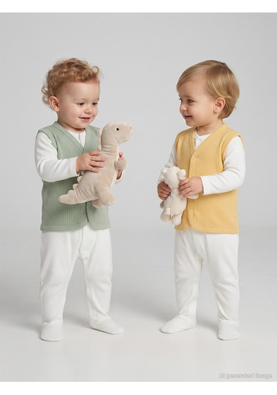 Minidamla Baby Minidamla Basic 2'li Set 3-12 Ay Yelek - Yeşil