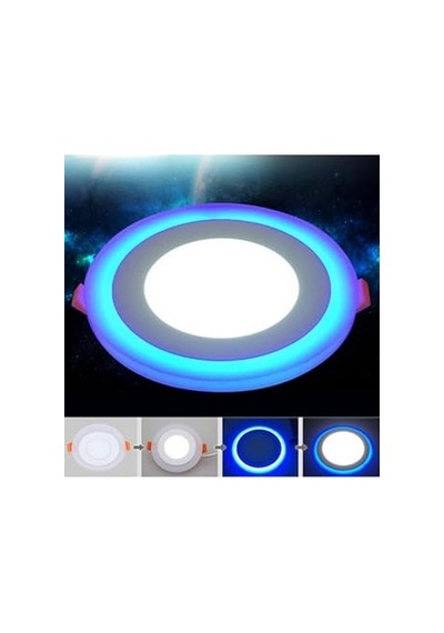 2 Adet Çift Renkli Hero Led Panel 3+3 Watt Dış Çapı 10 Cm Mavi-beyaz İki Renkli Tavan Spot Lambası Abanoz
