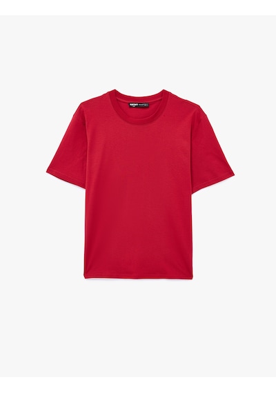 Koton Regular Fit Kısa Kollu Bisiklet Yaka Pamuklu Basic Tişört Kırmızı 6sam10332mk