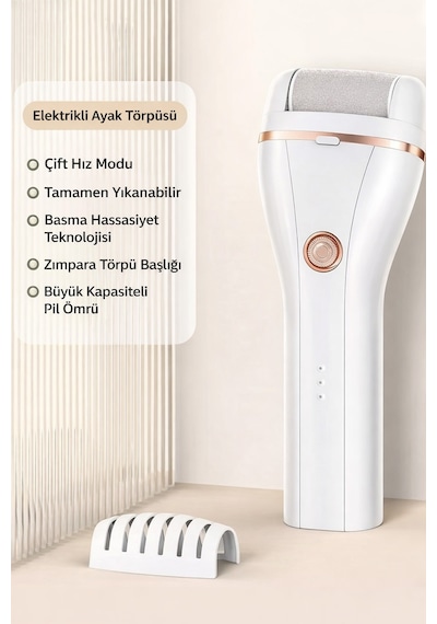 Exenar - Beyaz - Şarjlı Nasır Törpü Makinesi Ayak Bakım Topuk Nasır Törpüsü Nasır Temizleme 2 Kademeli 500mah Şarjlı