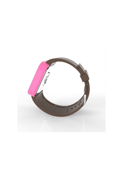 Cool Watch Saat - Pembe Led Kasa - Kahverengi Kayış Unisex