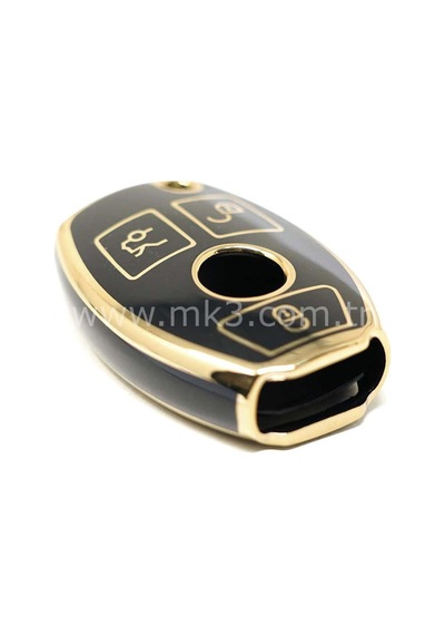 Mercedes Uyumlu Nano Anahtar Kılıfı Siyah Gold Renk 01-16 Model Arası