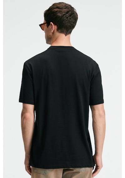 Grimelange CRISP Erkek Oversize %100 Pamuk Baskılı Yuvarlak Yaka Siyah T-Shirt