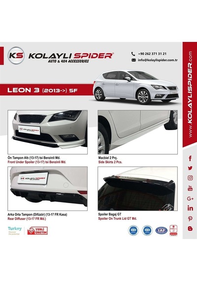 Seat Leon 3 5F Cam Çıtası 8  Prç Krom 2013 ve Sonrası