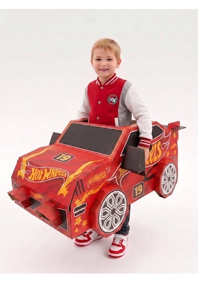 Kardinno Hot Wheelss Eğitici Oyuncak Karton Giyilebilir Çocuk Kostümü Etkinlik Parti Kostümü kırmızı