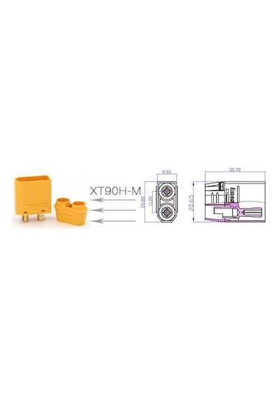 Wozlo Xt90 Konnektör - Lipo Pil Konnektörü - Erkek - Kapaklı