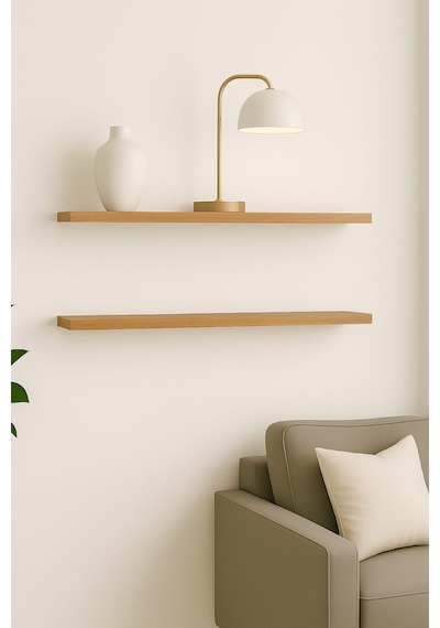 Yankı-BYEG 2li 50 cm Safir Meşe Mdf Duvar Rafı Kitaplık
