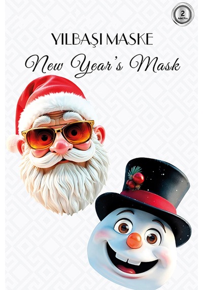 Yılbaşı Maske Seti 2'li Noel Baba - Kardan Adam 1 Adet