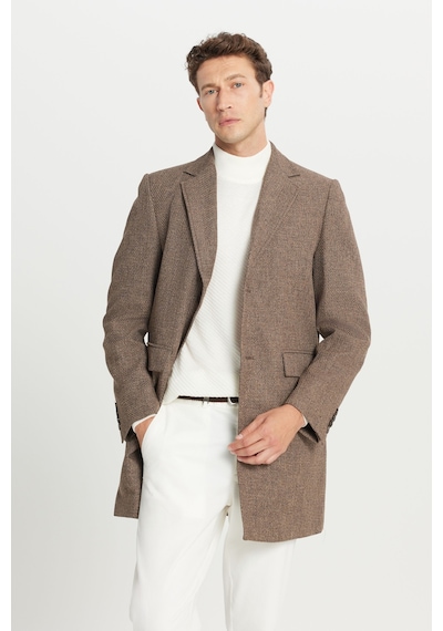 AC&Co / Altınyıldız Classics Erkek Kahverengı Standart Fit Normal Kesim Mono Yaka Armürlü Kapak Cepli Palto Kahverengi AC&Co / Altınyıldız Classics Erkek Kahverengı Standart Fit Normal Kesim Mono Yaka Armürlü Kapak Cepli Palto Kahverengi