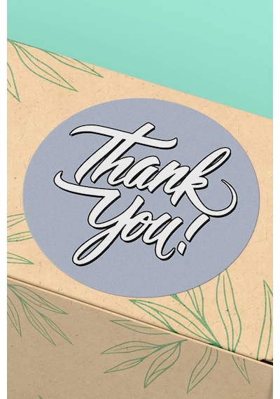 Gri Thank You Kargo Sticker 3x3cm St2163 Çok Renkli