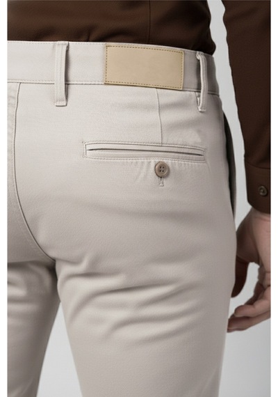 Deepsea Erkek Bej Modern Fit Likralı Kumaş Pantolon Günlük & Ofis Kullanımı 2602020 Bej