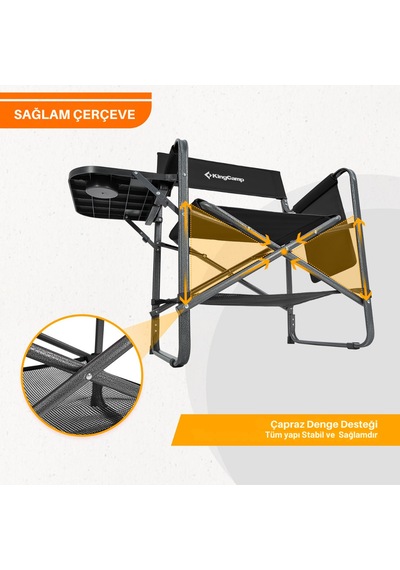 Kingcamp Ash Compact Katlanır Kamp Sandalyesi Black Siyah