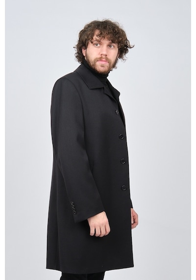Avvenente Erkek Klasik Kesim Hakiki Yün Kaban 0140378 Siyah-Siyah