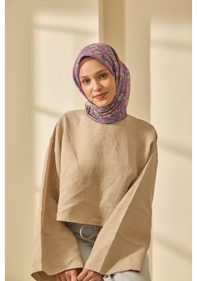 Silk Home Soft Eşarp 73090-10 Eflatun, Turkuaz, Leylak, Turuncu, Taş