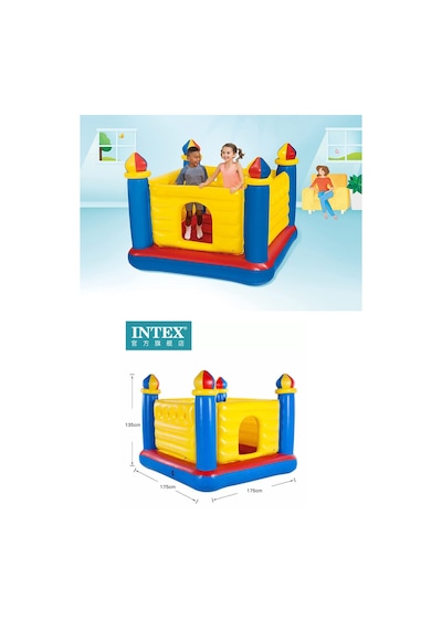 Intex 48259 Şişme Zıplama Oyun Havuzu Jump-O-Lene Kale Fedaisi Oy Çok Renkli