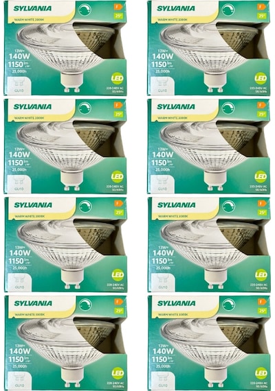 Sylvania 13w 140w 3000k Sarı Işık Gu10 Duylu Dim Edilebilir Led Spot Ampul 8 Adet