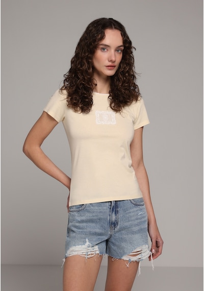 Colin's Colins Slim Fit Yuvarlak Yaka Düz Kadın Sari Kısa Kol Tişört Cl1082269 Q1.v1 Bty Sarı