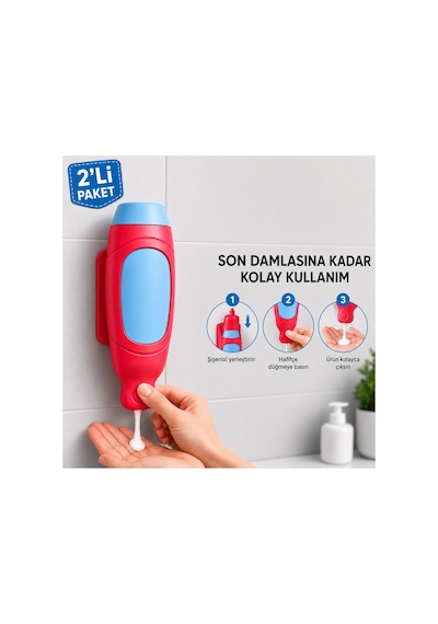Banyo Şampuan Duş Dispenseri - Sıvı Sabunluk Duvara Monte Manuel Sabunluk - Şampuan Ve Sabun Şişeleri İçin, Silikon Hazne Çok Renkli