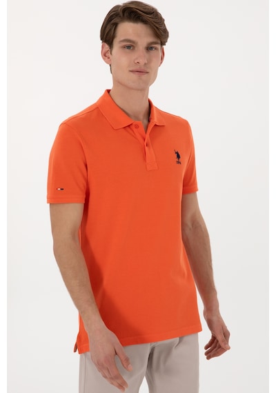 U.S. Polo Assn. Erkek Slim Fit Polo Yaka Nar Çiçeği Basic Tişört 50307699-VR039